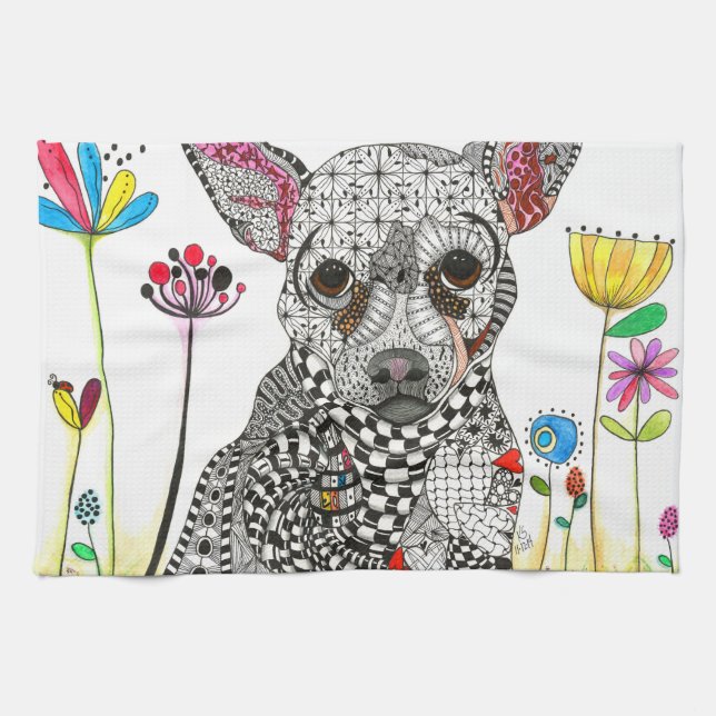 Cute and Colorful Chihuahua Kitchen Towel (Horizontal)
