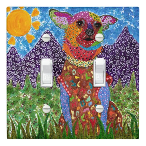 Cute and Colorful Chihuahua Light Switch Cover