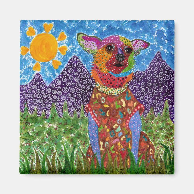 Cute and Colorful Chihuahua Magnet 2" (Front)
