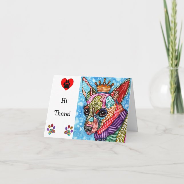 Cute and Colorful Chihuahua Pop Art Greeting Card (Front)