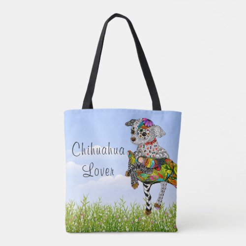 Cute and Colorful Chihuahua Tote Bag