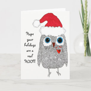 Cute and Colorful Christmas Owl Greeting Card