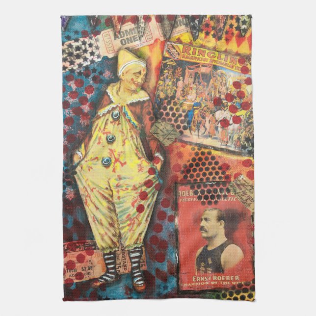 Cute and Colorful Circus Clown Kitchen Towel (Vertical)