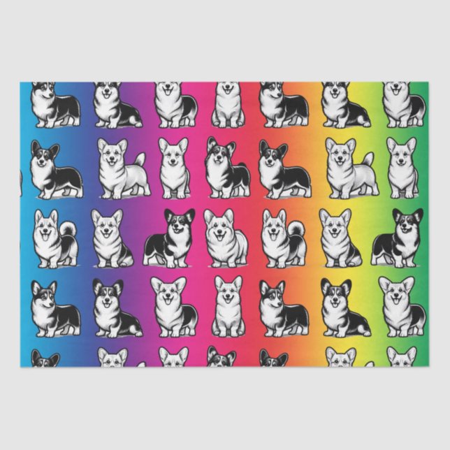 Cute and Colorful Corgi Tissue Paper (Front)