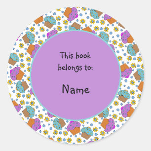 cute and colorful cupcakes and flowers classic round sticker