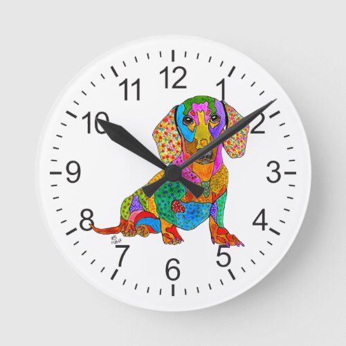 Cute and Colorful Dachshund Clock