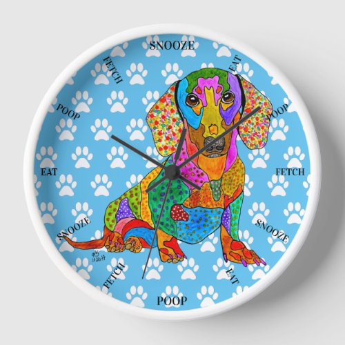 Cute and Colorful Dachshund Clock