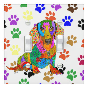 Cute and Colorful Dachshund Dog Light Switch Cover