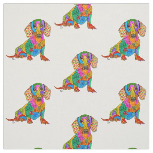 Cute and Colorful Dachshund Fabric