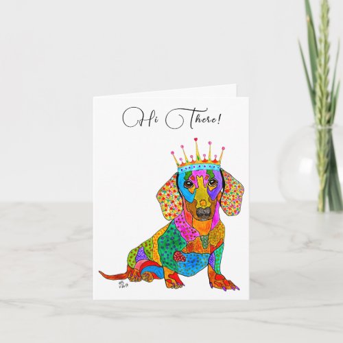 Cute and Colorful Dachshund Greeting Card