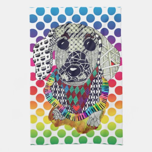 Cute and Colorful Dachshund Kitchen Towel