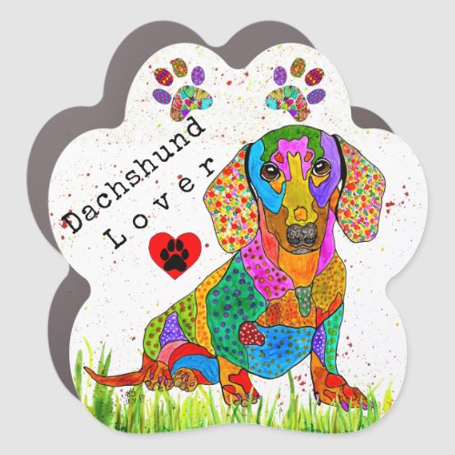 Cute and Colorful Dachshund Lover Car Magnet