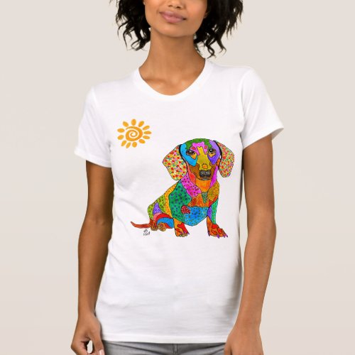 Cute and Colorful Dachshund T_shirt