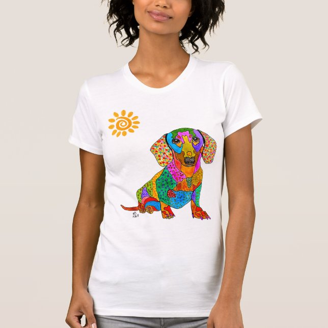 Cute and Colorful Dachshund T-shirt (Front)