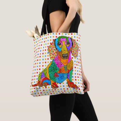 Cute and Colorful Dachshund Tote Bag