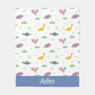 Cute and Colorful Dinosaur Pattern Kids Fleece Blanket