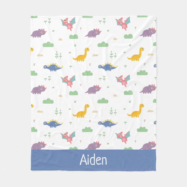 Cute and Colorful Dinosaur Pattern Kids Fleece Blanket (Front)
