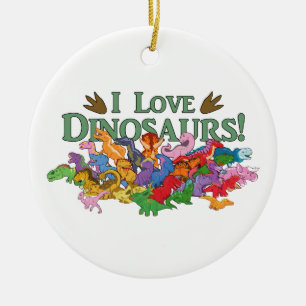 Cute and Colorful Dinosaurs Ceramic Ornament