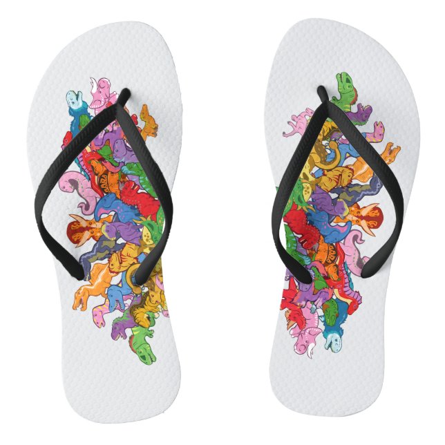 Cute and Colorful Dinosaurs Flip Flops (Footbed)