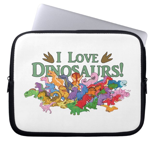 Cute and Colorful Dinosaurs Laptop Sleeve (Front)