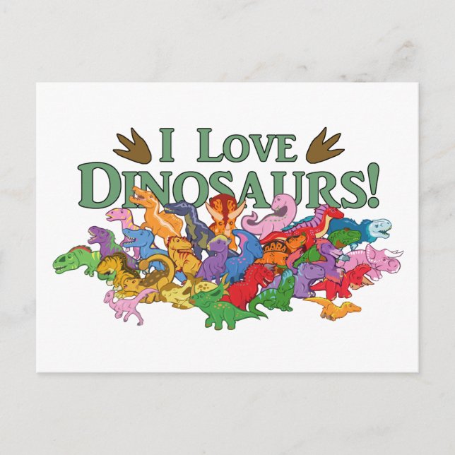 Cute and Colorful Dinosaurs Postcard (Front)