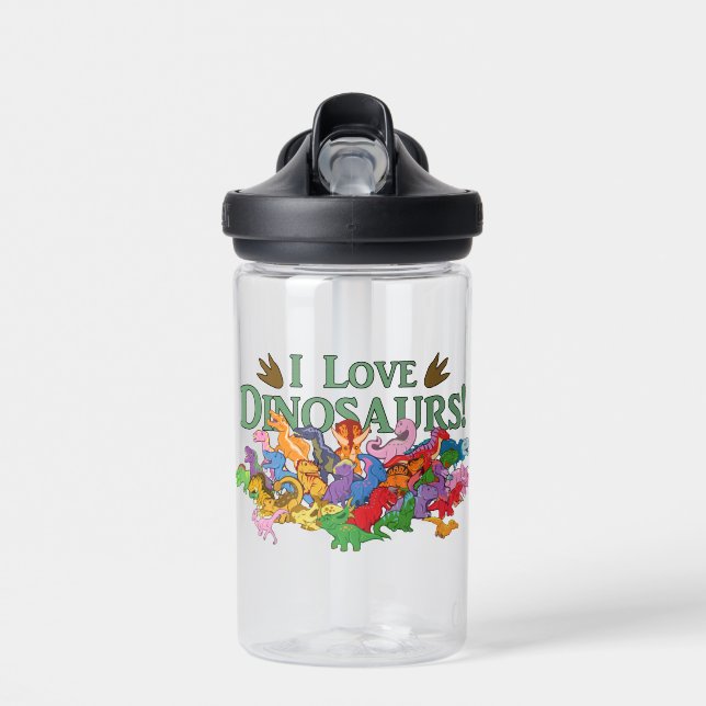 Cute and Colorful Dinosaurs Water Bottle (Front)