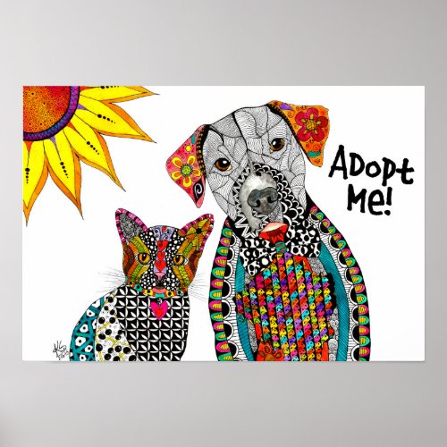 Cute and Colorful Dog and Cat Adopt Me  Poster