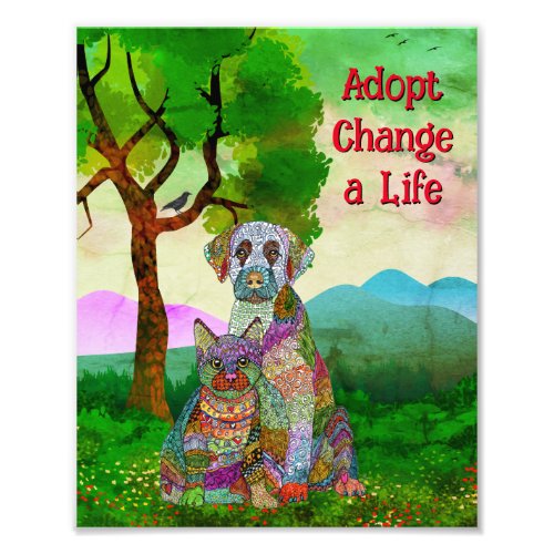 Cute and Colorful Dog and Cat Adoption Photo Print