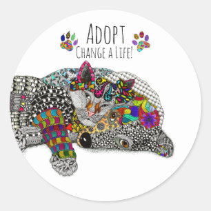 Cute and Colorful Dog and Cat Adoption Sticker