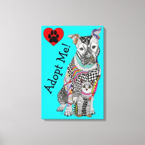 Cute and Colorful Dog and Cat Canvas 16x24