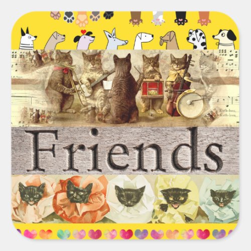 Cute and Colorful Dog and Cat Friends Sticker