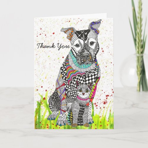 Cute and Colorful Dog and Cat Greeting Card