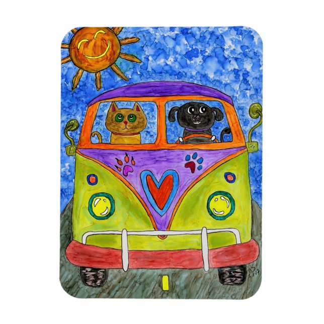 Cute and Colorful Dog and Cat Magnet 3"x4" (Vertical)
