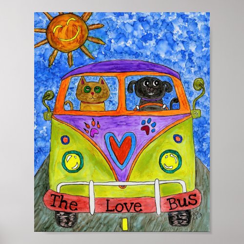 Cute and Colorful Dog and Cat Poster 