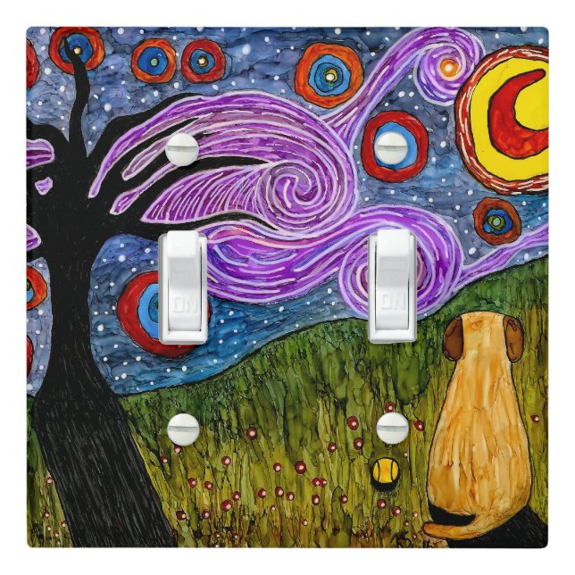 Cute and Colorful Dog Light Switch Cover (In Situ)