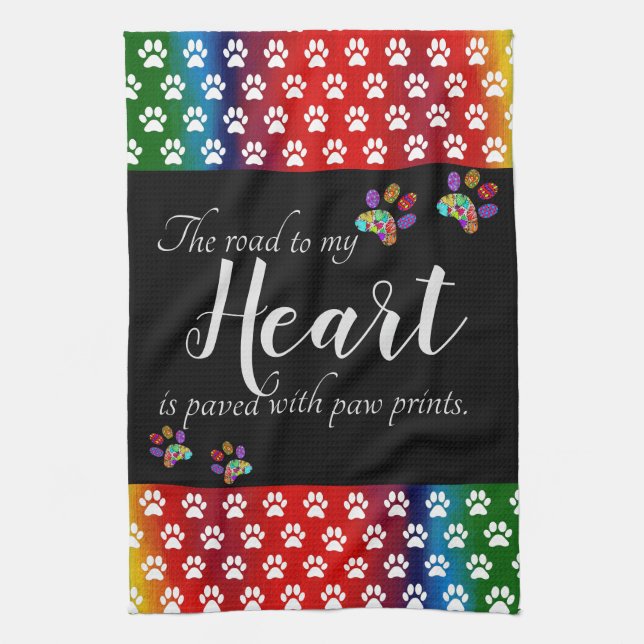 Cute and Colorful Dog Paw Prints Kitchen Towel (Vertical)