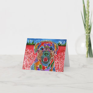 Cute and Colorful Dog Rescue Mutt Greeting Card