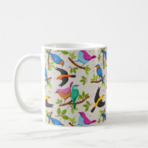 Cute and Colorful Drawing of Several Spring Birds Coffee Mug