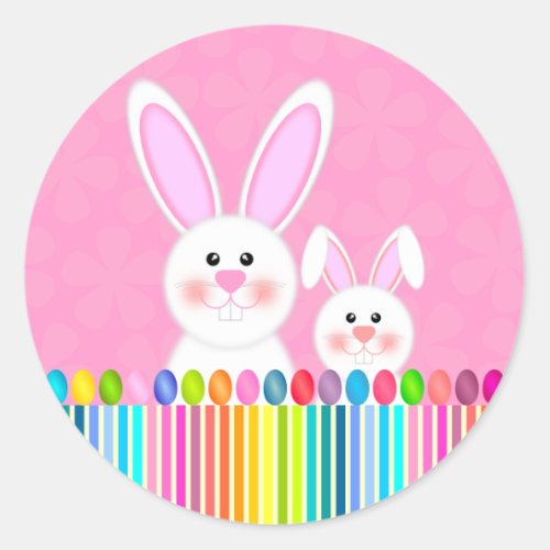 Cute and Colorful Easter Bunny Classic Round Sticker
