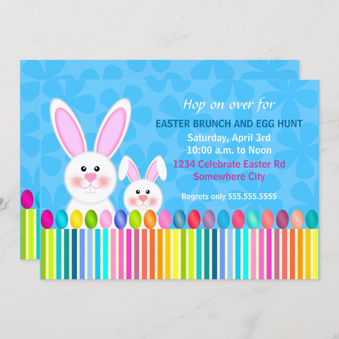 Cute and Colorful Easter Bunny Invitation | Zazzle