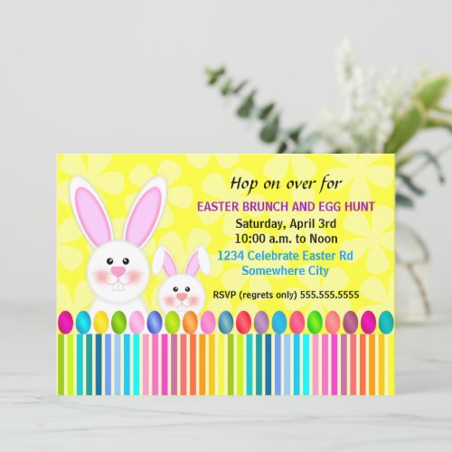 Cute and Colorful Easter Bunny Invitation