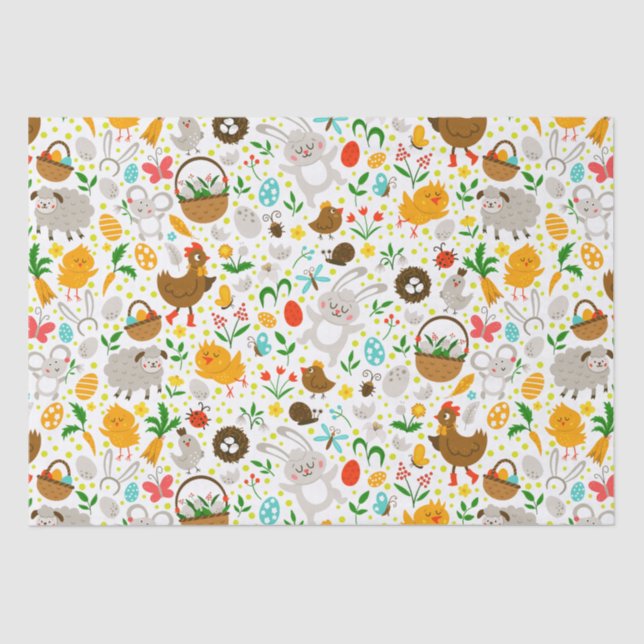 Cute and Colorful Easter Symbols Seamless Pattern Tissue Paper (Front)