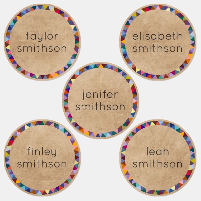 Cute And Colorful Elegant Personalized Name School Labels (Group)