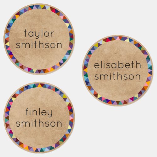 Cute And Colorful Elegant Personalized Name School Labels