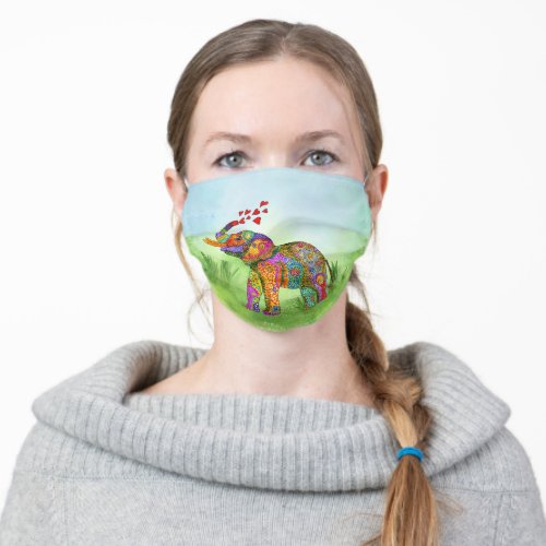 Cute and Colorful Elephant Adult Cloth Face Mask