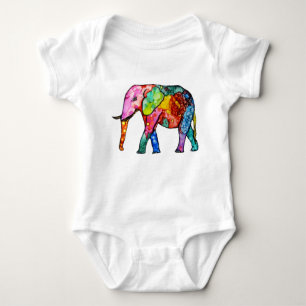 Cute and Colorful Elephant Baby Bodysuit