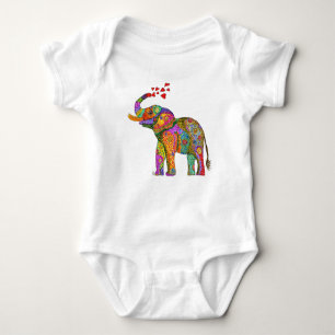 Cute and Colorful Elephant Baby Bodysuit