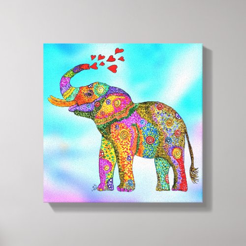 Cute and Colorful Elephant Canvas 12x12