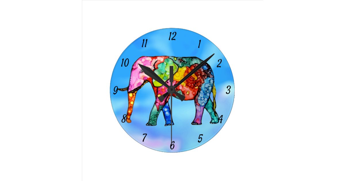 Cute and Colorful Elephant Clock