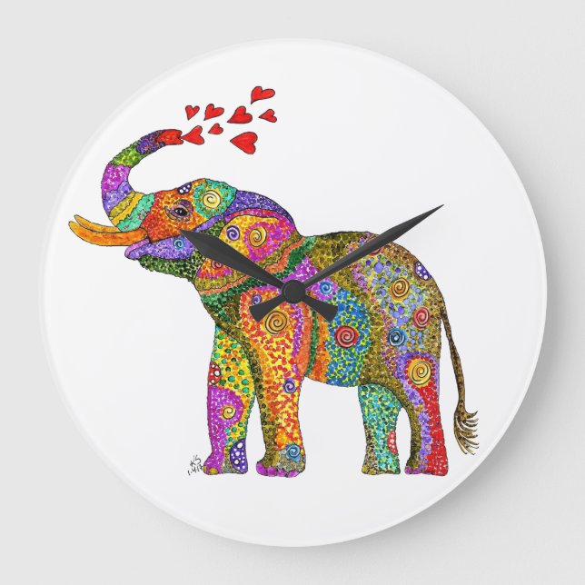 Cute and Colorful Elephant Clock (Front)